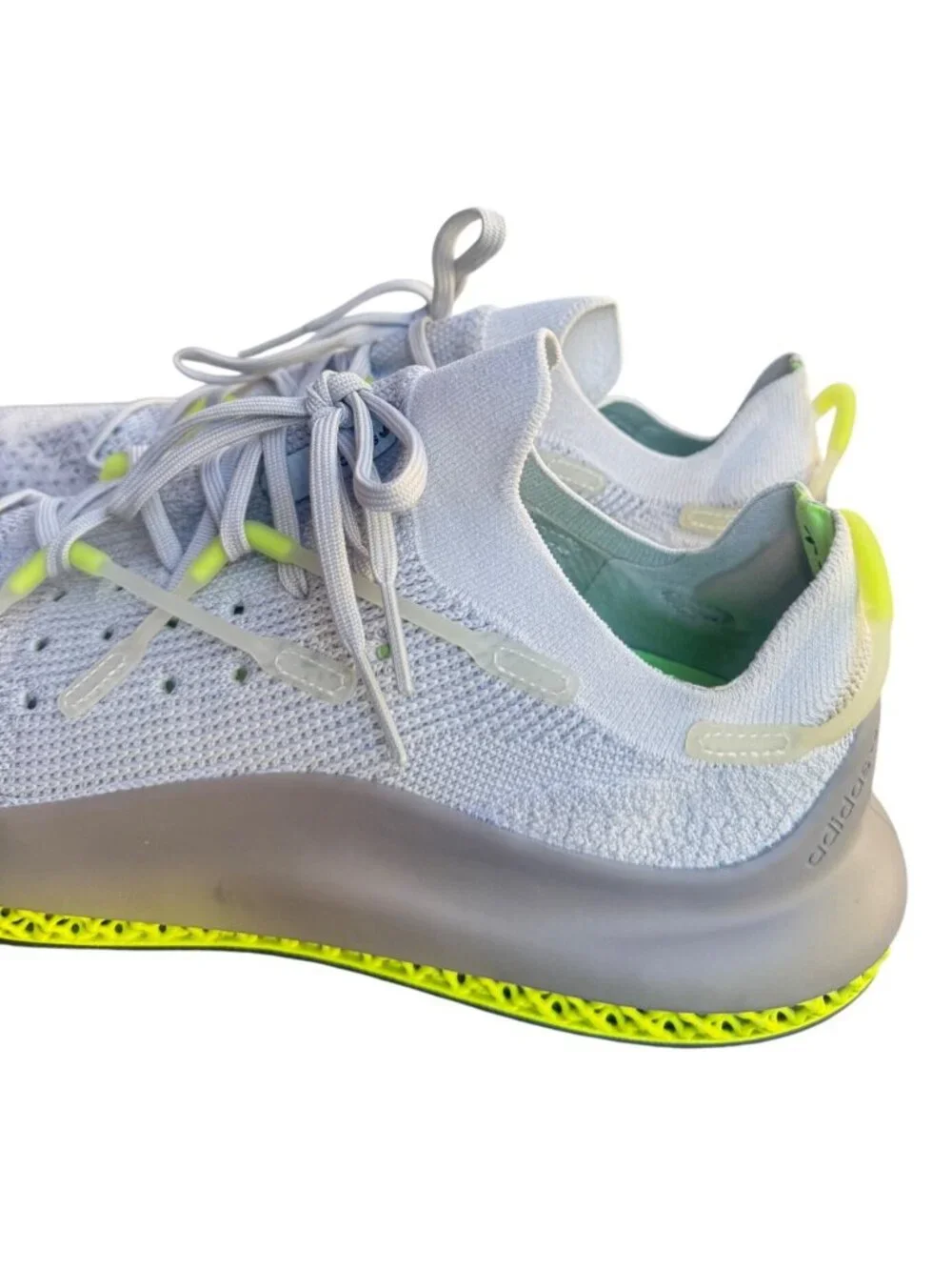 Adidas 4D Fusio Men Size 13.5 Gray Neon Yellow Knit Running Shoes FY5928
